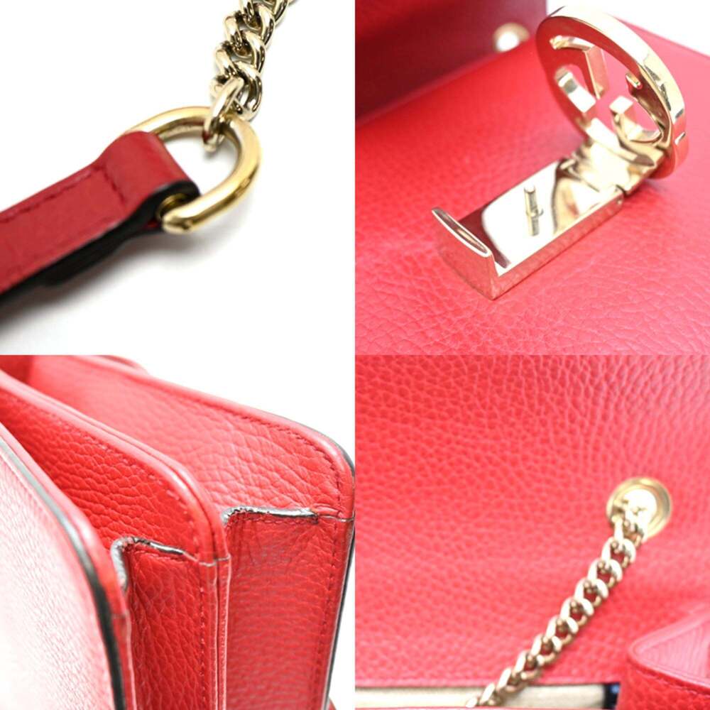 GUCCI Red Leather Shoulder Bag - Picture 7 of 9